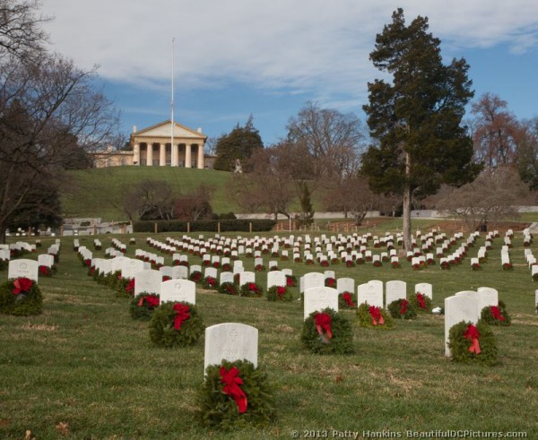 Wreaths at Arlington National Cemetery with Arlington House in the Distance © 2013 Patty Hankins